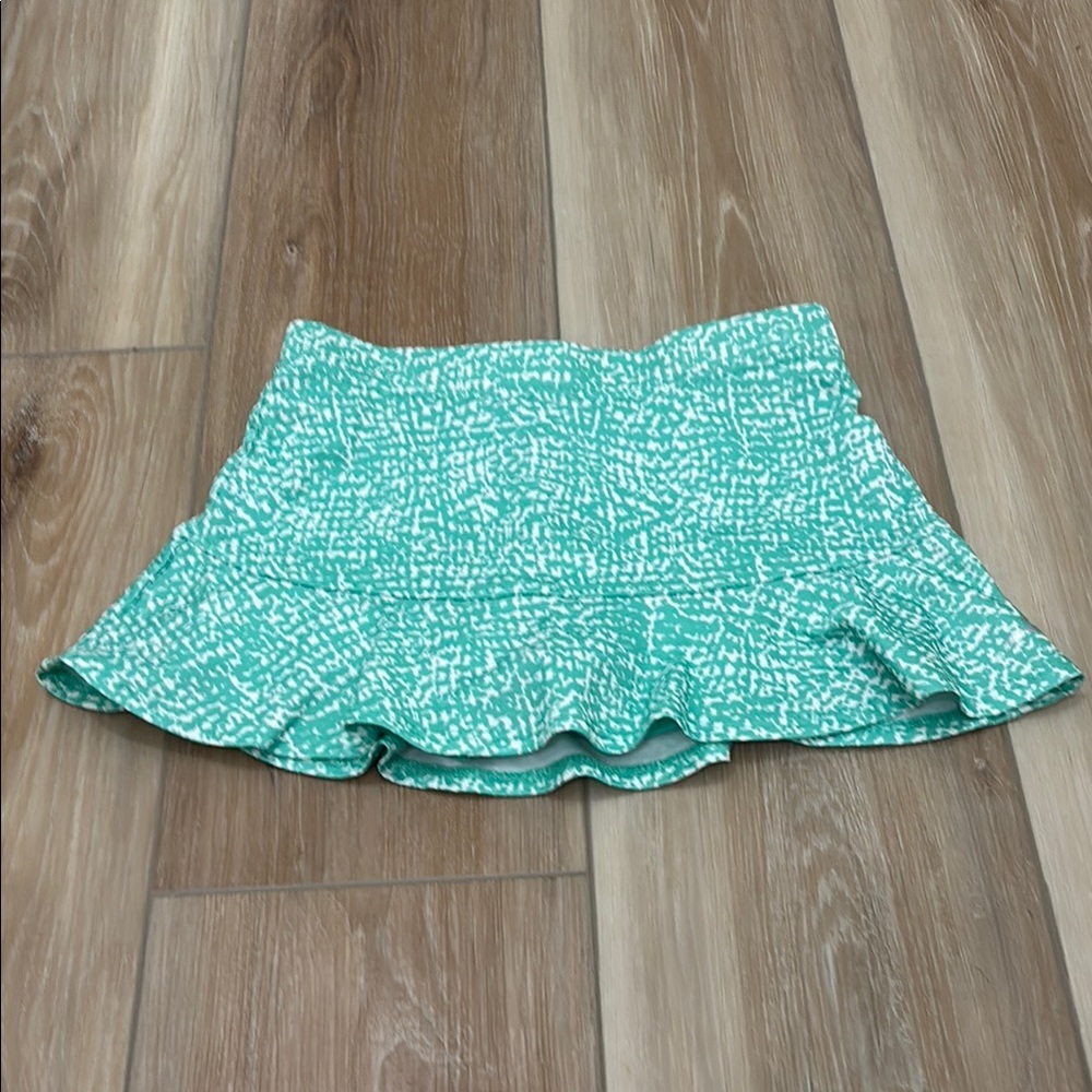 BCG Green Ruffled Skater Mini Skirt